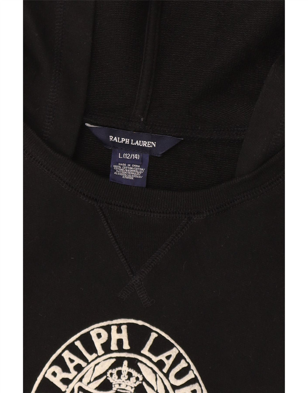 Ralph Lauren Girls Graphic Drop Waist Dress 12-13 Years Large Black Cotton