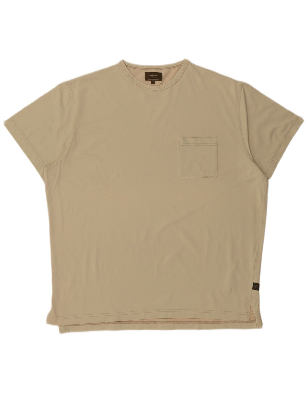 CALVIN KLEIN Mens Khakis T-Shirt Top Large Khaki