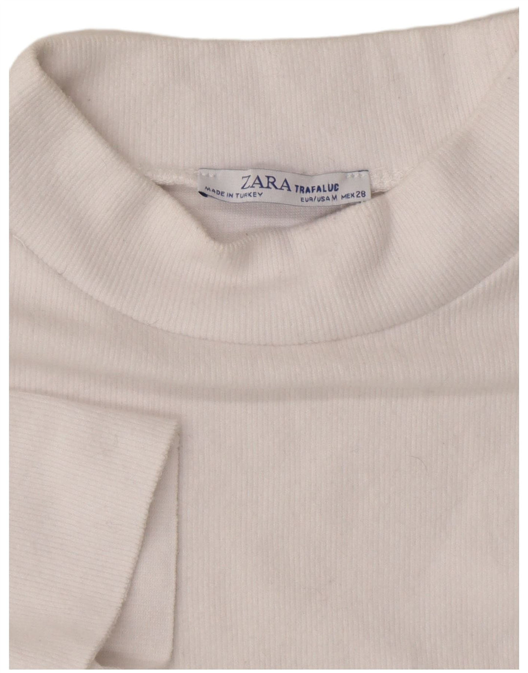 Zara Womens Crop Short Sleeve Turtle Neck Jumper Sweater UK 12 Medium White