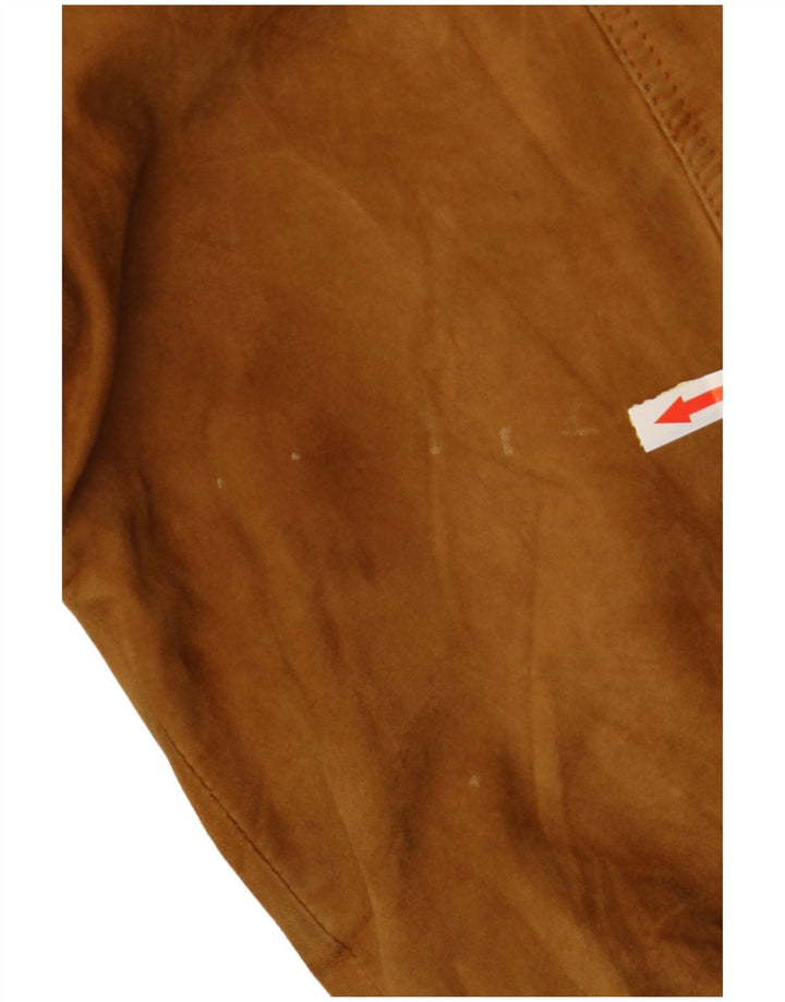 FABIO D Mens Suede Bomber Jacket UK 40 Large Beige Leather