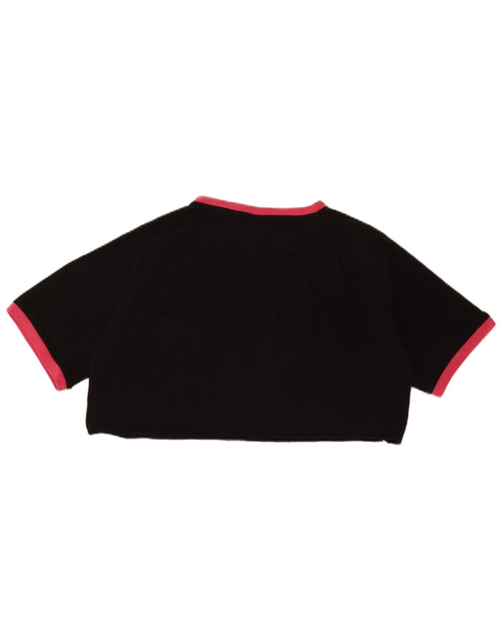 KAPPA Womens Crop Oversized Graphic T-Shirt Top UK 10 Small Black Cotton