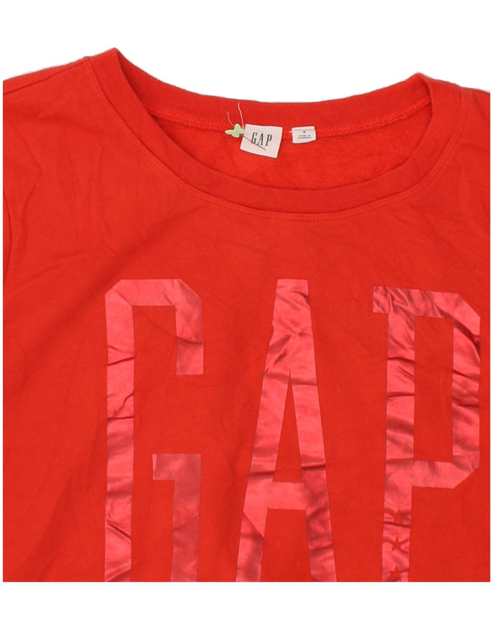 GAP Womens Graphic Sweatshirt Jumper UK 14 Medium Red Cotton Vintage Gap and Second-Hand Gap from Messina Hembry 