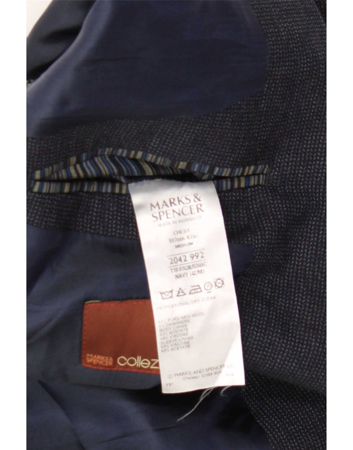 Marks & Spencer Mens 2 Button Blazer Jacket UK 42 Large Navy Blue New Wool
