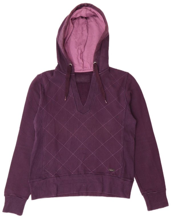 LOTTO Womens Hoodie Jumper UK 16 Large Purple Check Cotton