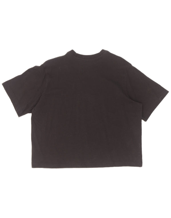 Nike Womens Crop Loose Fit Graphic T-Shirt Top UK 14 Medium Black Cotton