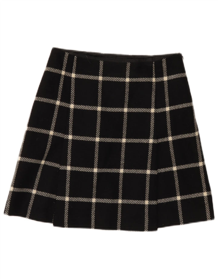 HOBBS Womens Mini Skirt UK 8 Small W26  Black Check Wool