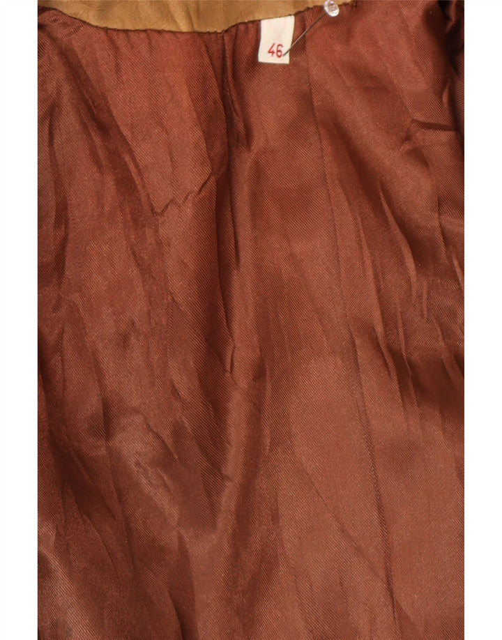 VINTAGE Mens Loose Fit Leather Jacket IT 46 Small Brown Leather