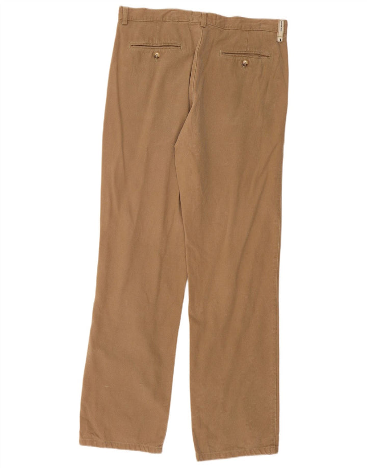 TRUSSARDI Mens Straight Chino Trousers IT 50 Large W34 L34 Beige Pinstripe