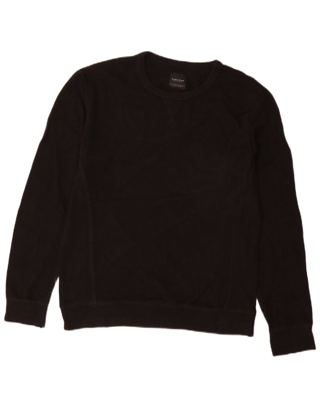Zara Mens Crew Neck Jumper Sweater 2XL Black
