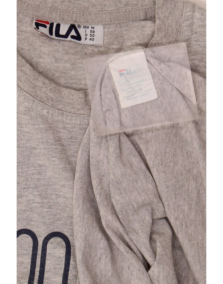 FILA Mens Graphic T-Shirt Top Medium Grey Cotton