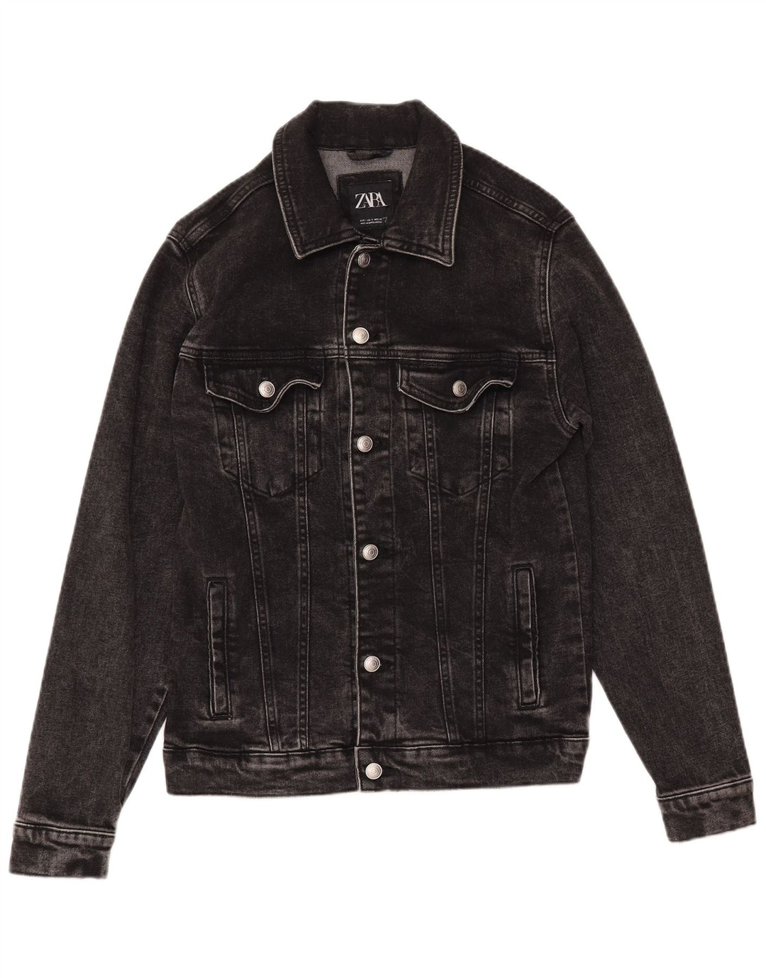 ZARA Mens Denim Jacket UK 36 Small Black Cotton