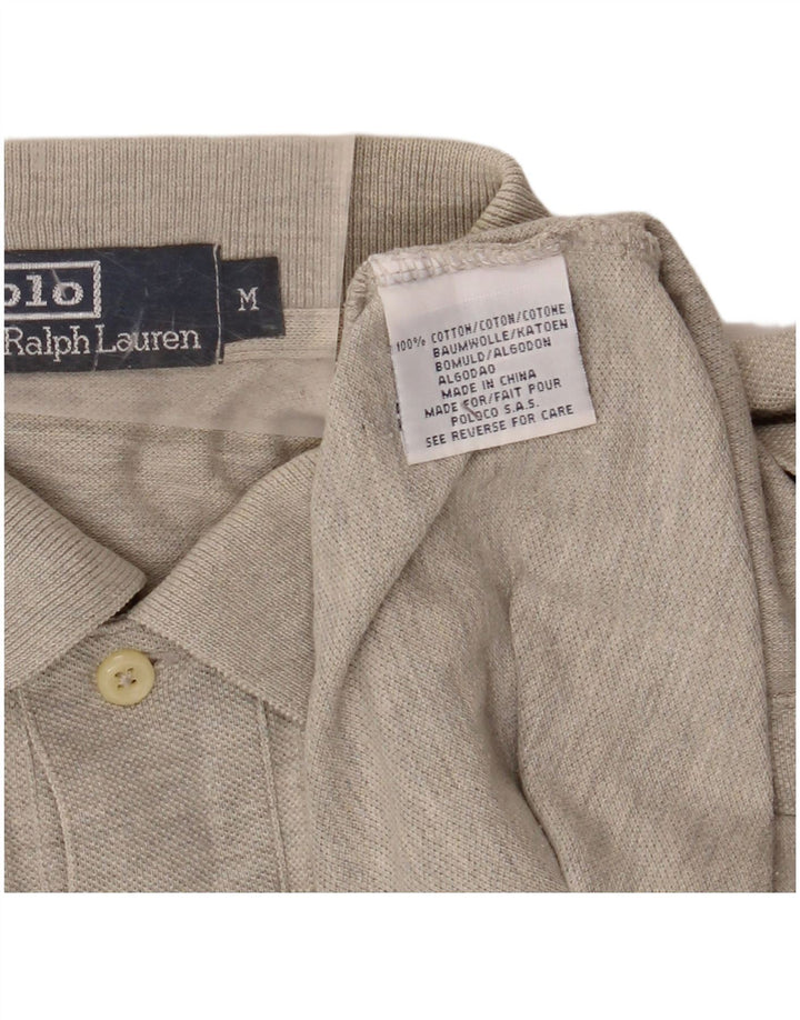 POLO RALPH LAUREN Mens Loose Fit Long Sleeve Polo Shirt Medium Grey Cotton