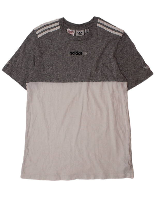 Adidas Boys T-Shirt Top 13-14 Years Grey Colourblock Cotton