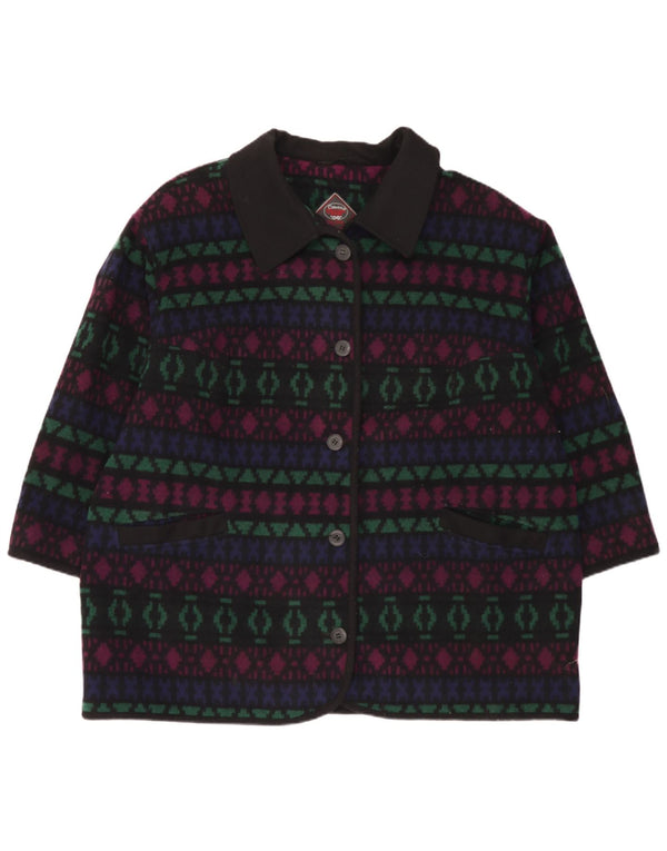 Vintage Womens Overcoat UK 26 5XL Multicoloured Geometric Wool