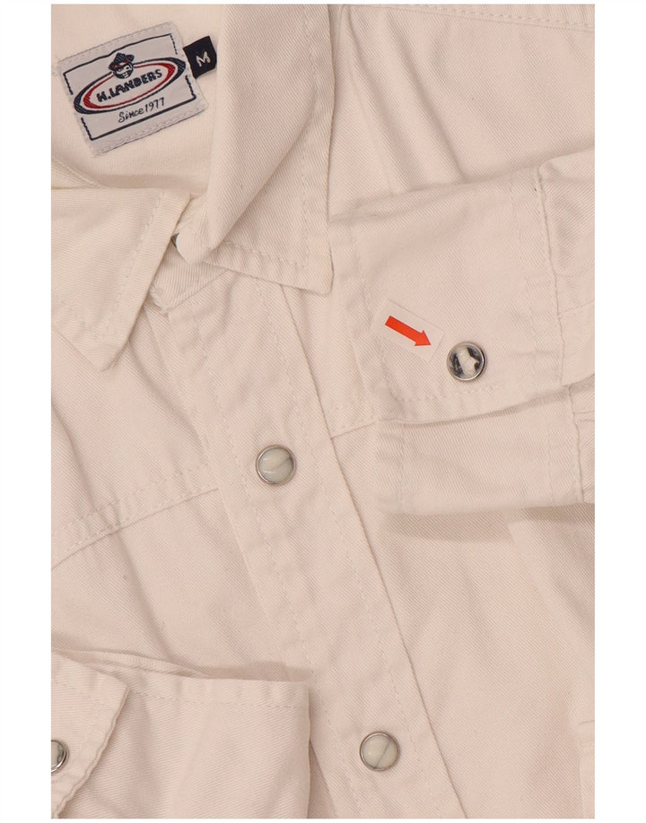 Vintage Mens Denim Shirt Medium White Cotton