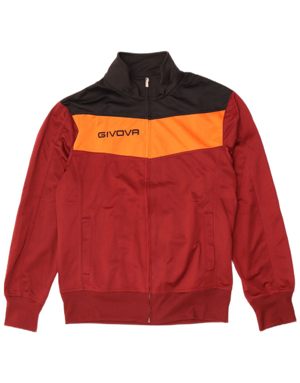 Givova Mens Graphic Tracksuit Top Jacket XL Burgundy Colourblock Polyester