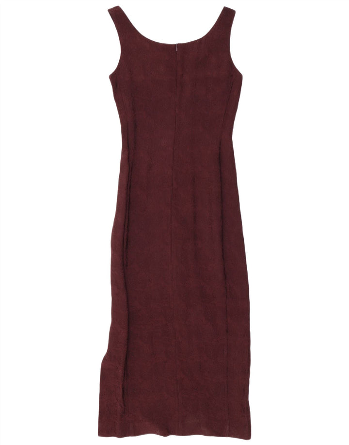 SPORTMAX Womens Sleeveless Bodycon Dress UK 10 Small Burgundy Floral