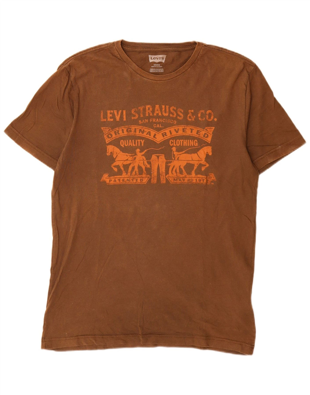 Levi's Mens Graphic T-Shirt Top Medium Brown Cotton