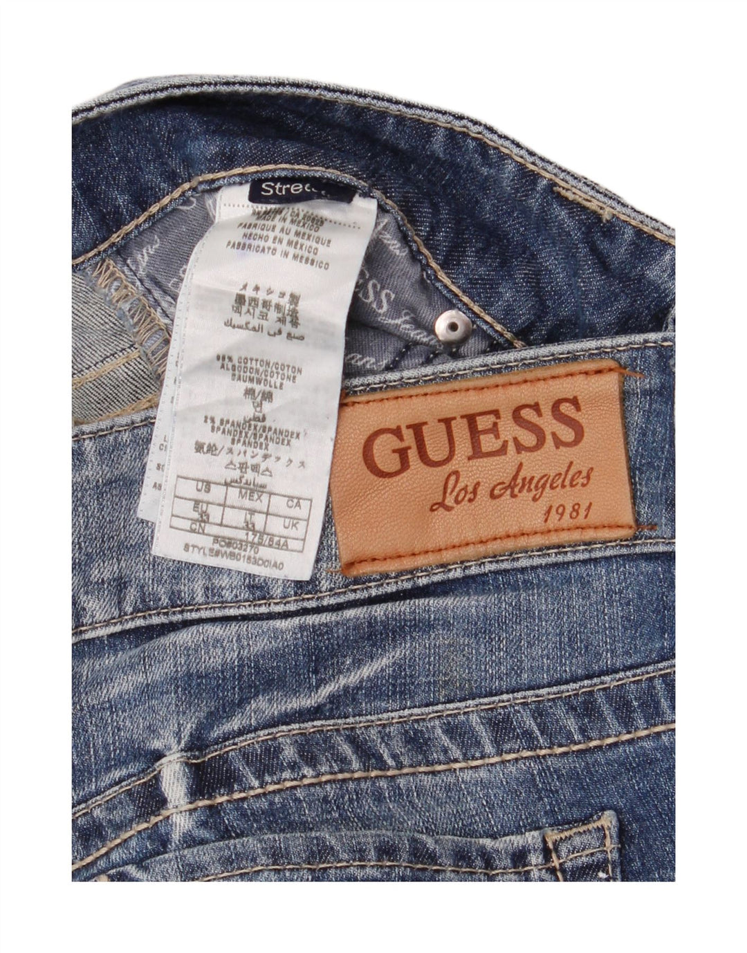 Guess Mens Stretch Slim Jeans W33 L32 Blue Cotton