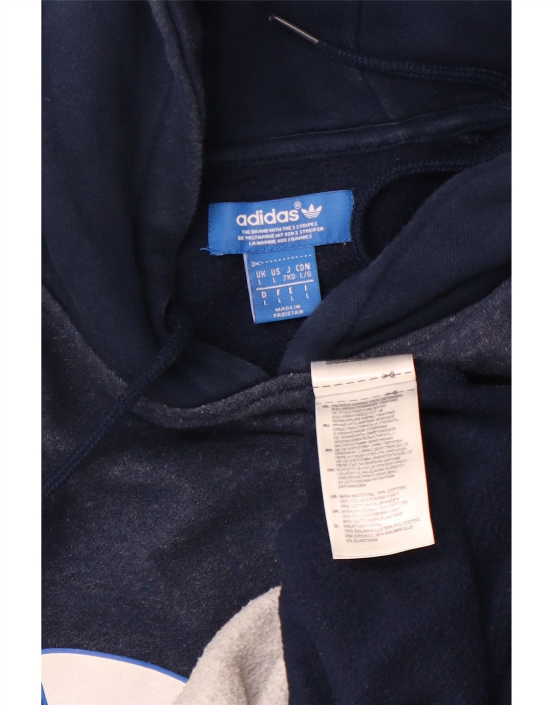 ADIDAS Mens Graphic Hoodie Jumper Large Navy Blue Cotton