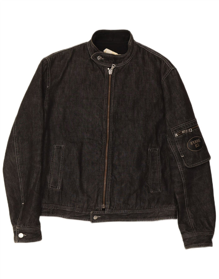 FERRE Mens Denim Jacket UK 40 Large Black