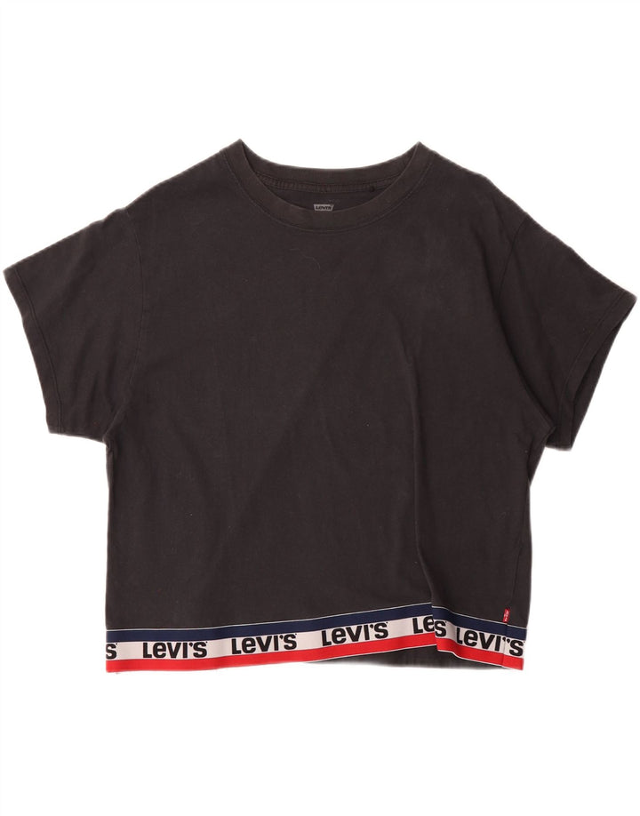 LEVI'S Womens Oversized Graphic T-Shirt Top UK 10 Small Black Vintage Levi's and Second-Hand Levi's from Messina Hembry 