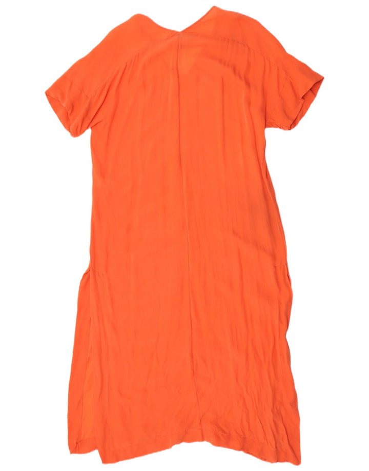 Zara Womens See Through Short Sleeves Maxi Dress UK 14 Medium Orange Silk