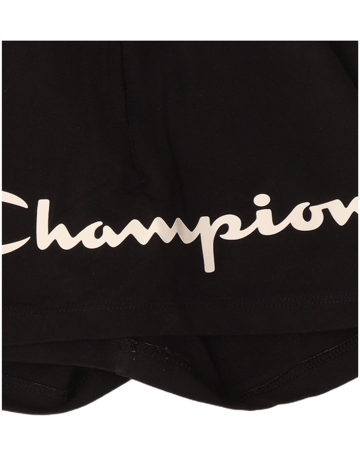 Champion Womens Graphic Sport Shorts UK 12 Medium Black