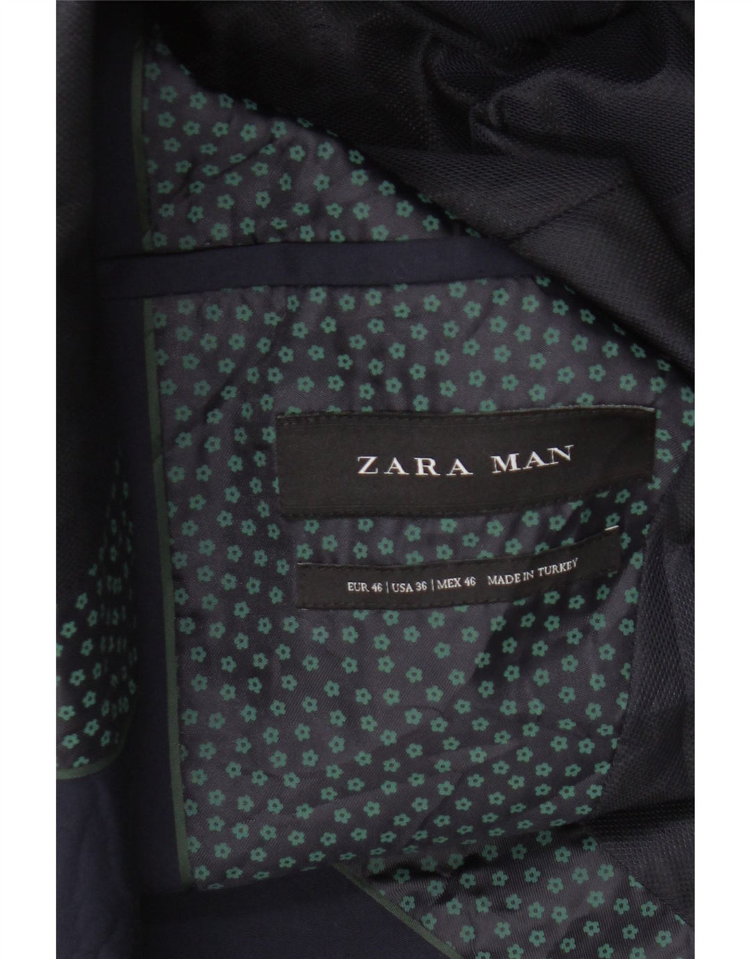 Zara Mens 2 Button Blazer Jacket EU 46 Small Navy Blue