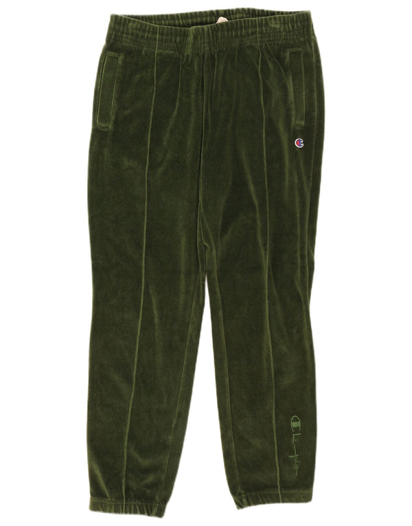 Champion Womens Velour Tracksuit Trousers Joggers Medium Green Cotton