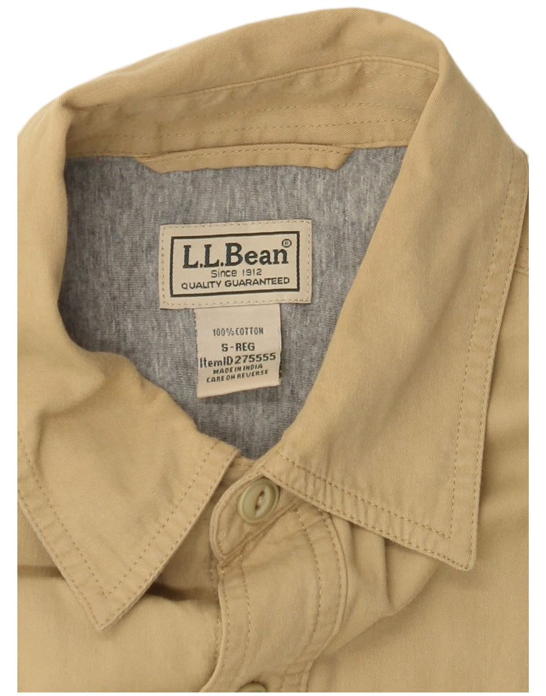 L.L.BEAN Mens Shirt Small Beige Cotton