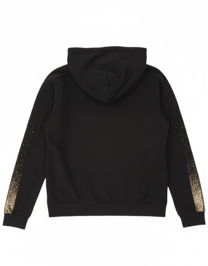 Puma Womens Zip Hoodie Sweater UK 14 Medium Black Flecked