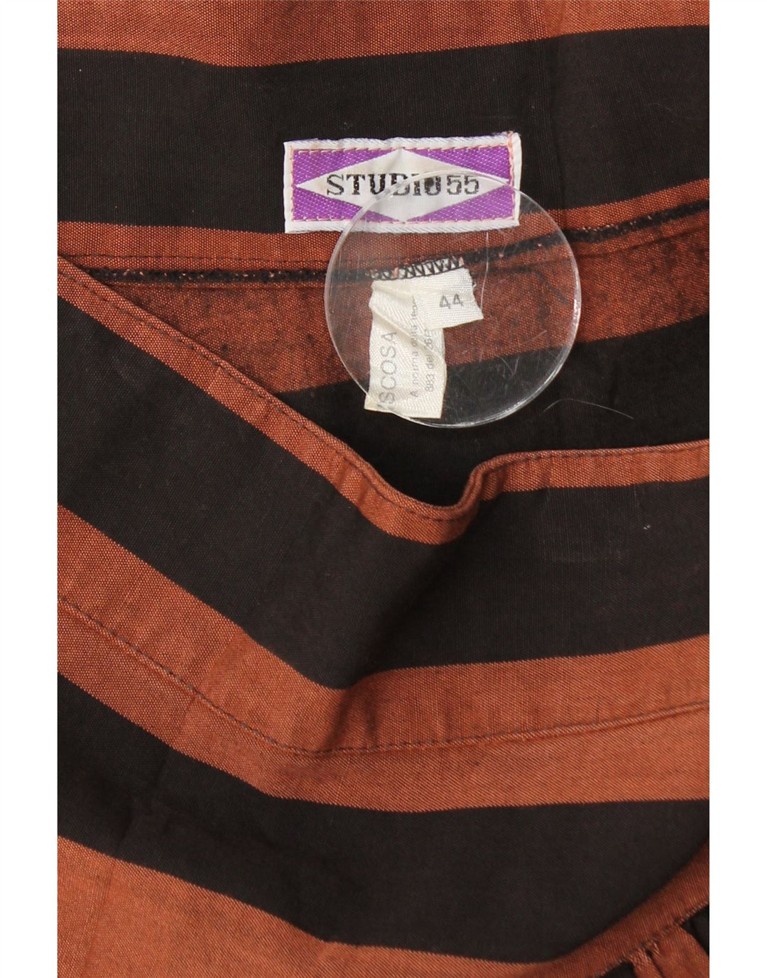 VINTAGE Womens Mini Pleated Skirt IT 44 Medium W28 Brown Striped Viscose