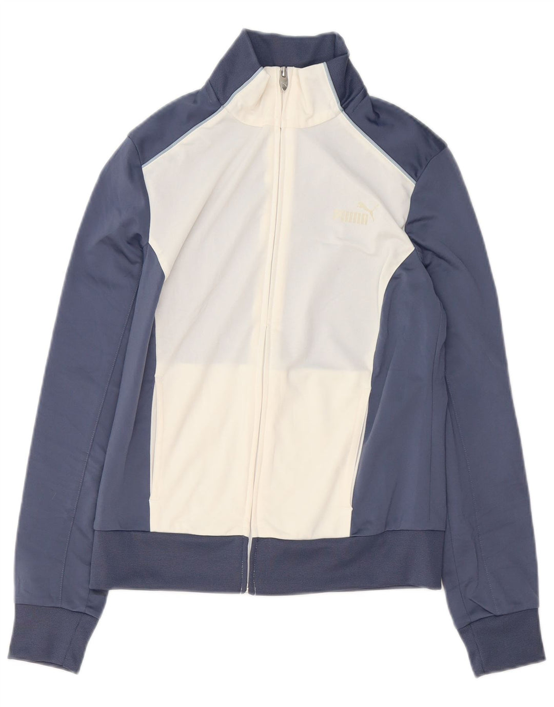 Puma Womens Tracksuit Top Jacket UK 12 Medium Navy Blue Colourblock