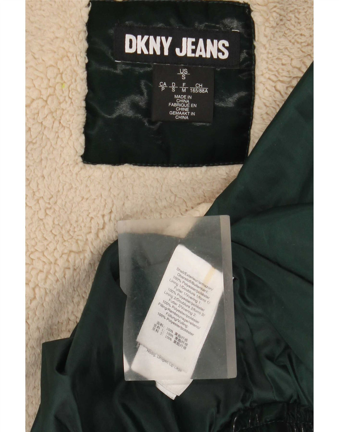 Dkny Womens Hooded Oversized Padded Jacket UK 10 Small Green Polyester