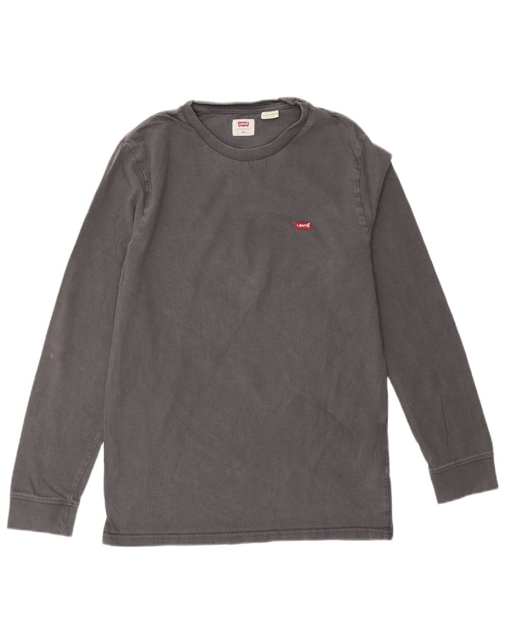 LEVI'S Womens Top Long Sleeve UK 6 XS Grey Cotton