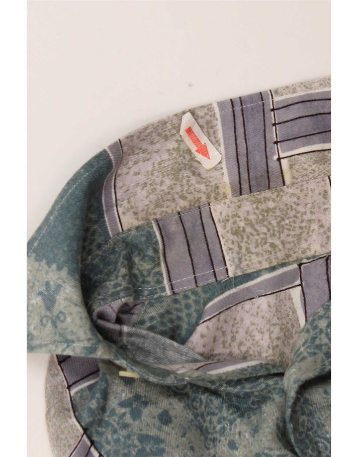 Fitzroy Mens Shirt Large Green Patchwork Viscose