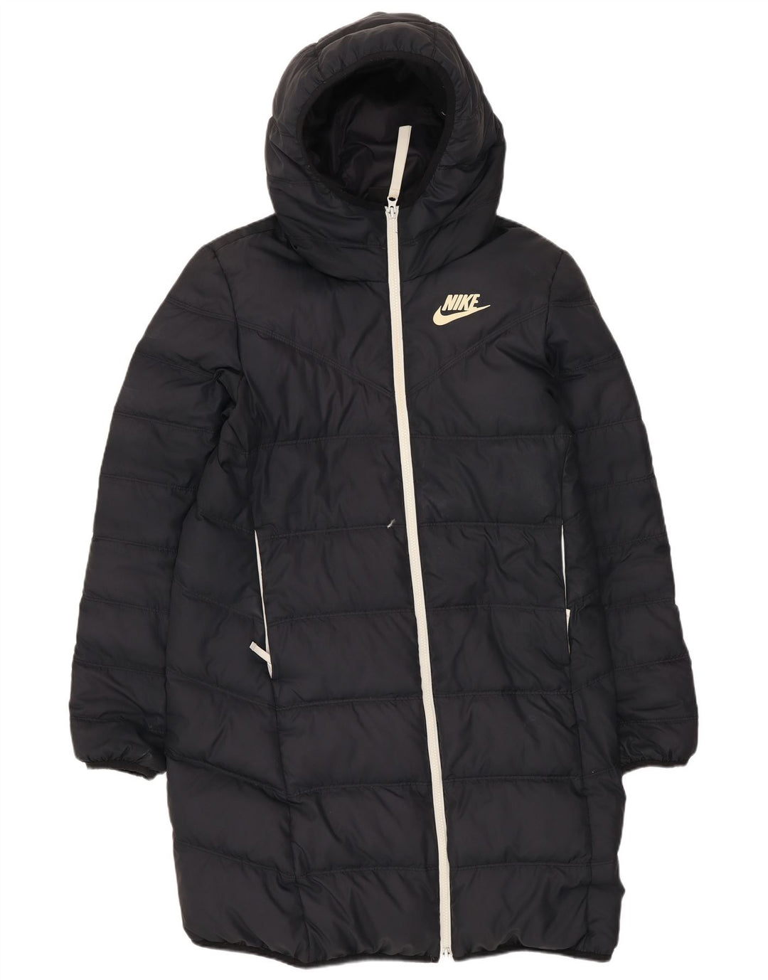 Nike Womens Oversized Hooded Padded Coat UK 10 Small Navy Blue Polyester