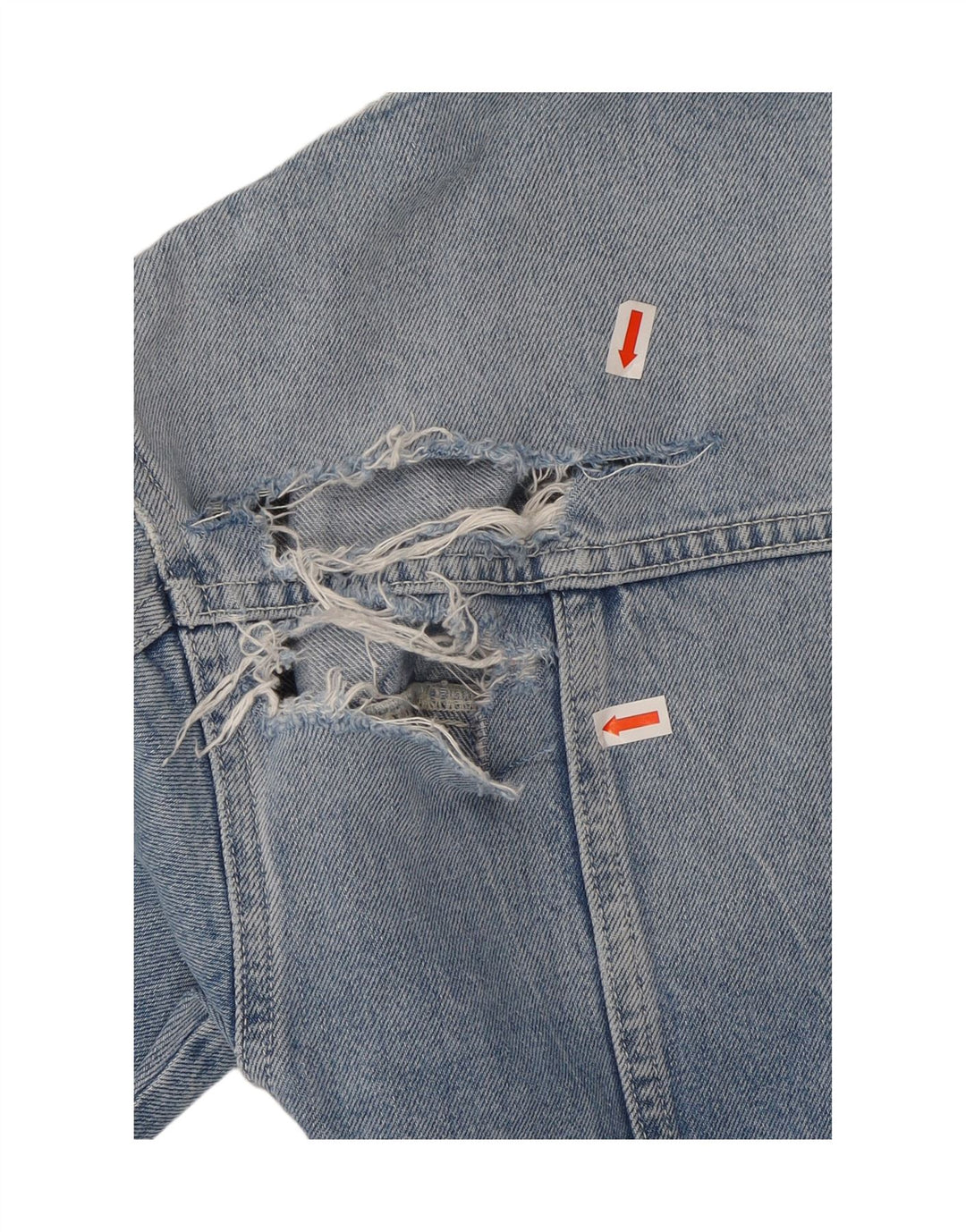 JACK & JONES Mens Distressed Denim Jacket UK 38 Medium Blue Cotton