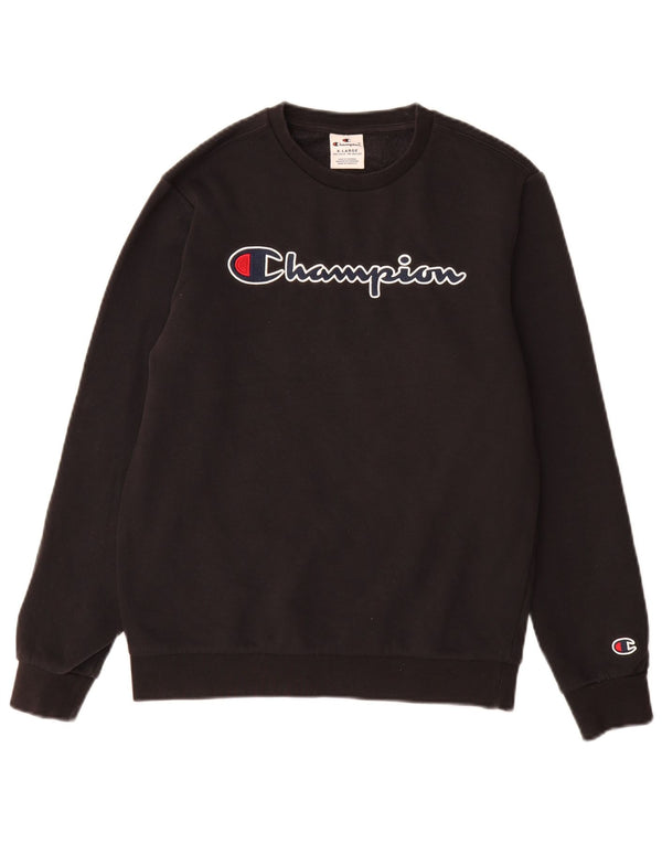 CHAMPION Boys Graphic Sweatshirt Jumper 13-14 Years XL Black Cotton