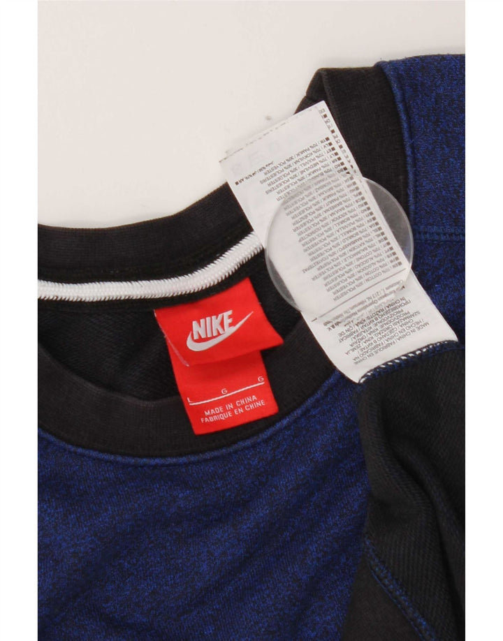 Nike Mens Sweatshirt Jumper Large Blue Colourblock Cotton