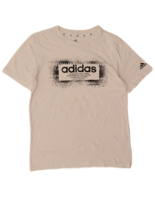 Adidas Boys Graphic T-Shirt Top 11-12 Years Off White Cotton