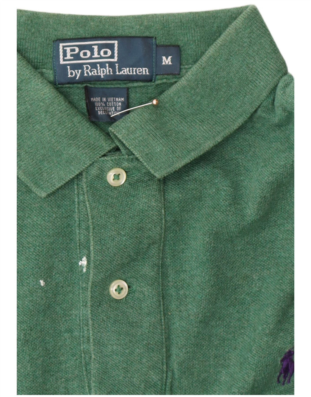 POLO RALPH LAUREN Mens Long Sleeve Polo Shirt Medium Green Cotton