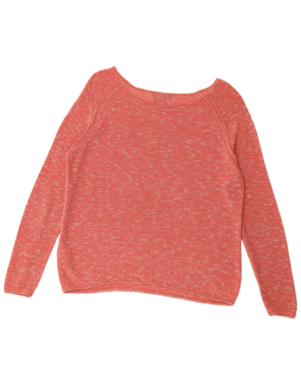 Tommy Hilfiger Womens Boat Neck Jumper Sweater UK 14 Medium Pink Flecked