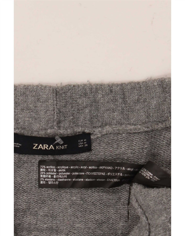 Zara Womens Oversized Cardigan Sweater UK 14 Medium Grey Flecked Acrylic