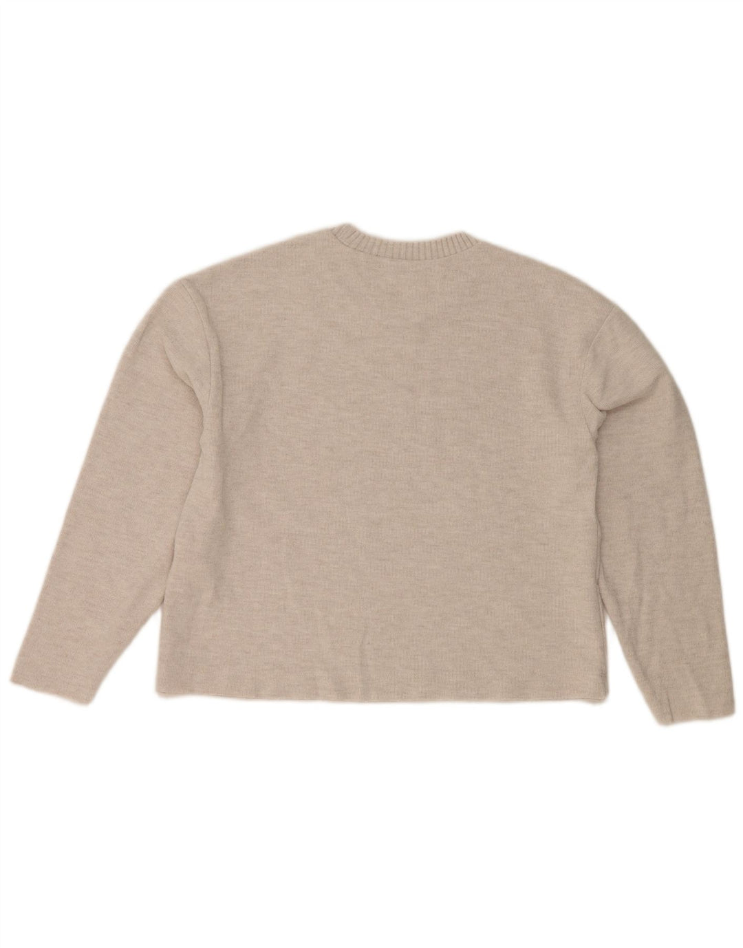 Zara Womens Crop Crew Neck Jumper Sweater UK 10 Small Grey Polyester