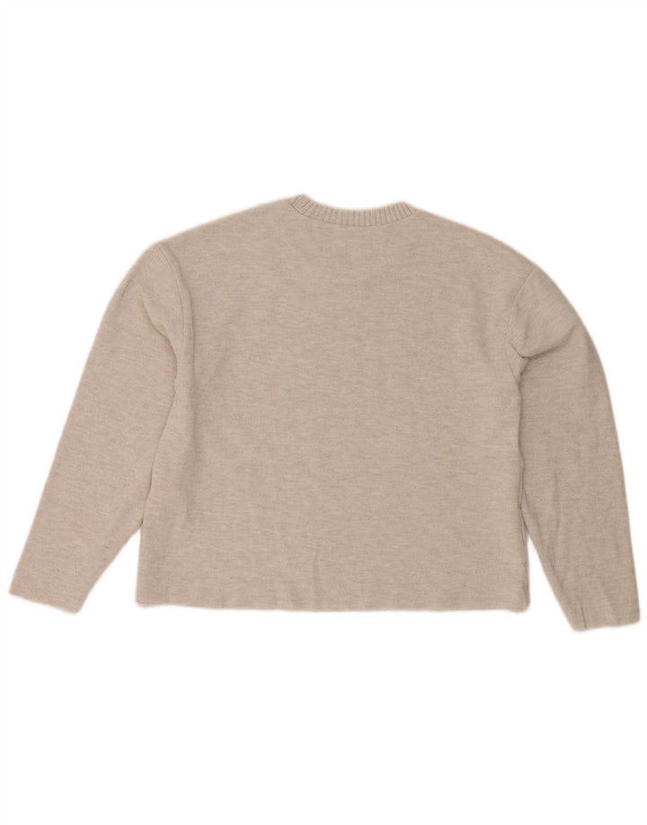 Zara Womens Crop Crew Neck Jumper Sweater UK 10 Small Grey Polyester