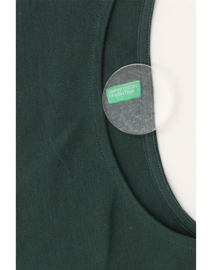 BENETTON Womens Crop Top Long Sleeve UK 12 Medium Green