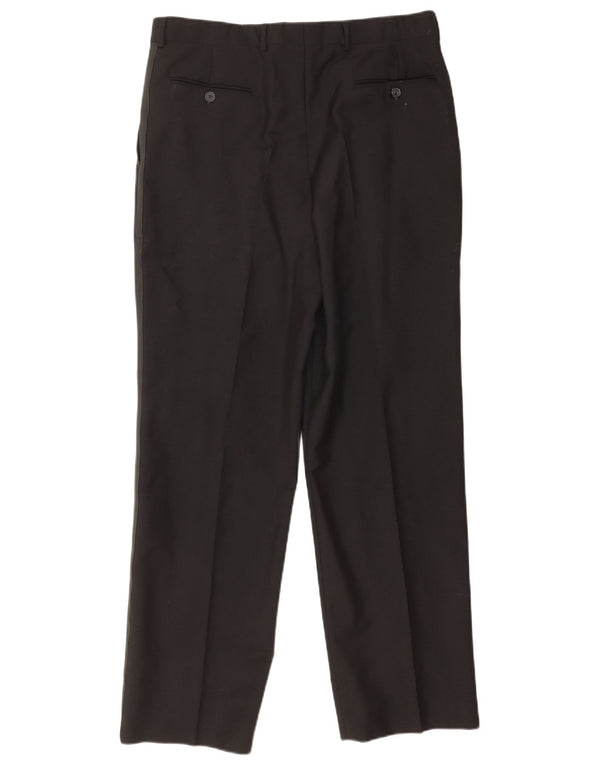 Vintage Mens Pegged Suit Trousers IT 50 Large W34 L32 Black Wool
