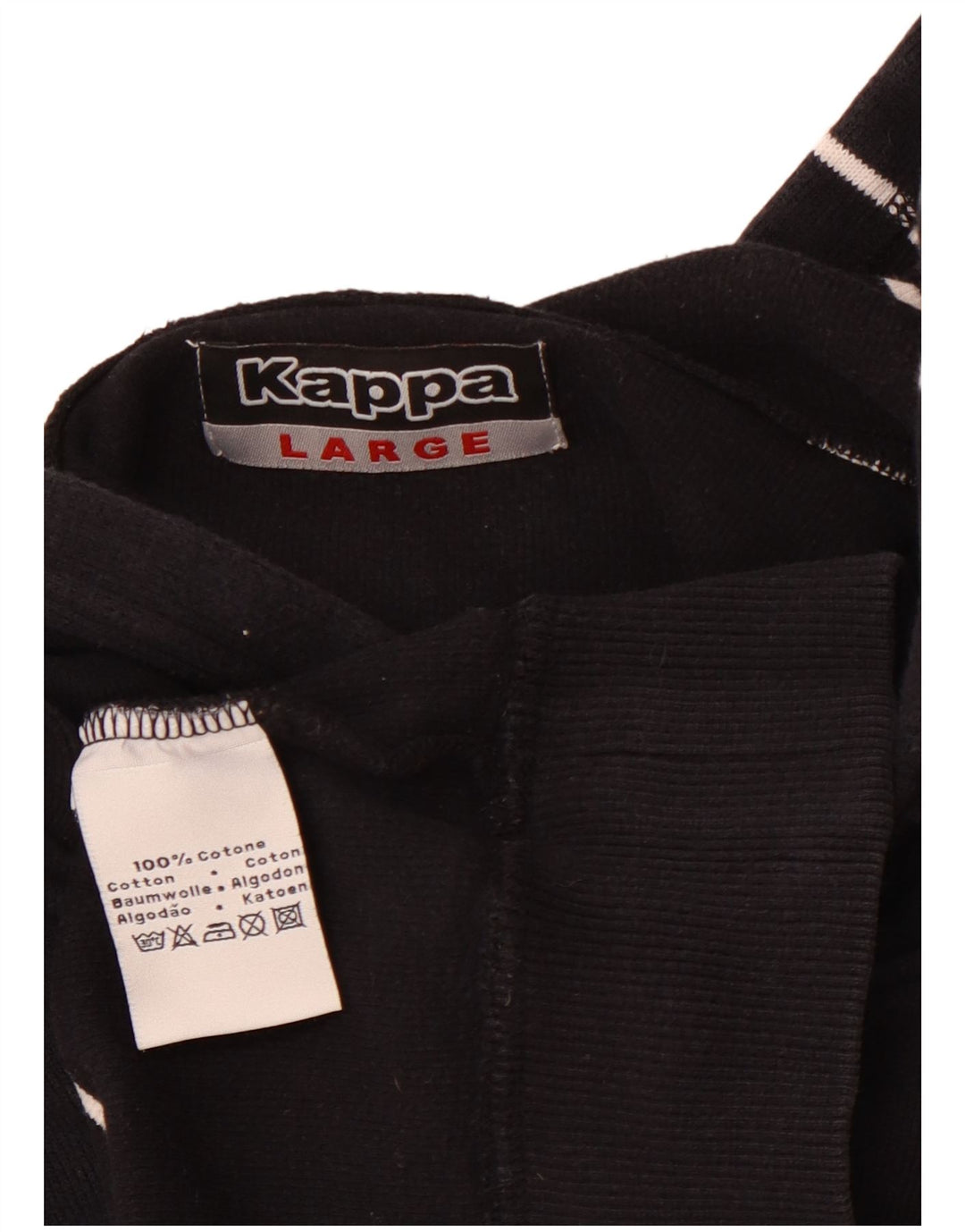 KAPPA Mens Hoodie Jumper Large Navy Blue Striped Cotton